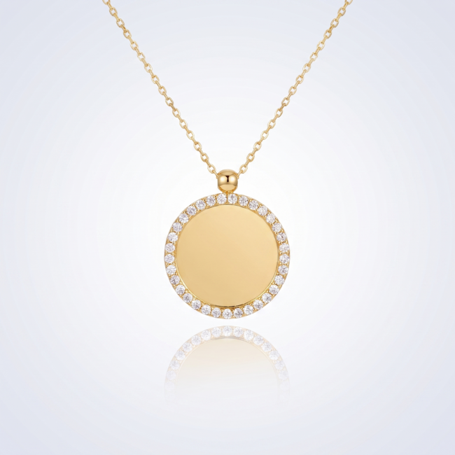 Gouden Collier Graveerbare Hanger 42cm
