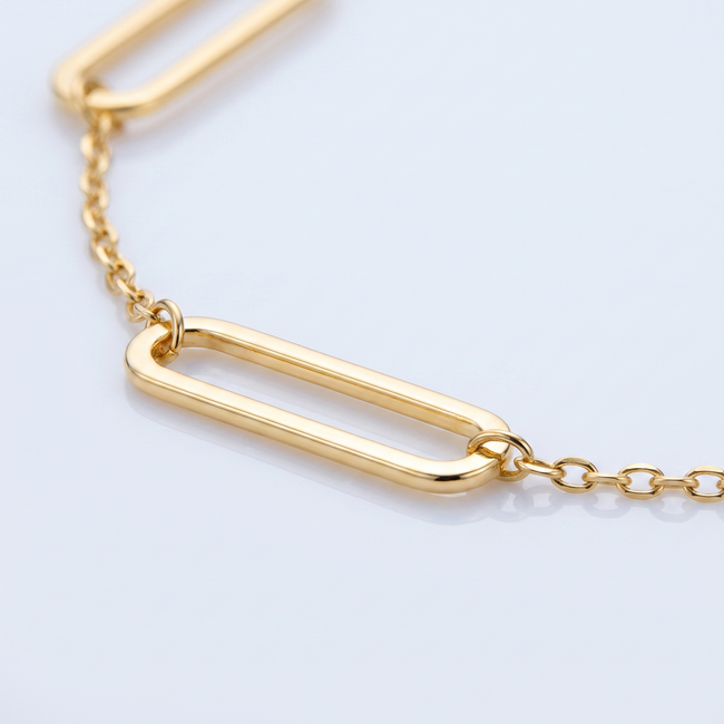 Gouden Schakelarmband Paperclip 17,5-19cm