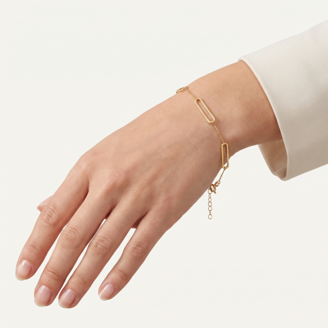 Gouden Schakelarmband Paperclip 17,5-19cm