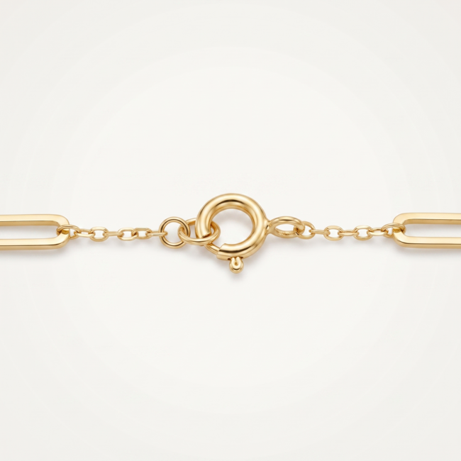 Gouden Schakelarmband Paperclip 17,5-19cm