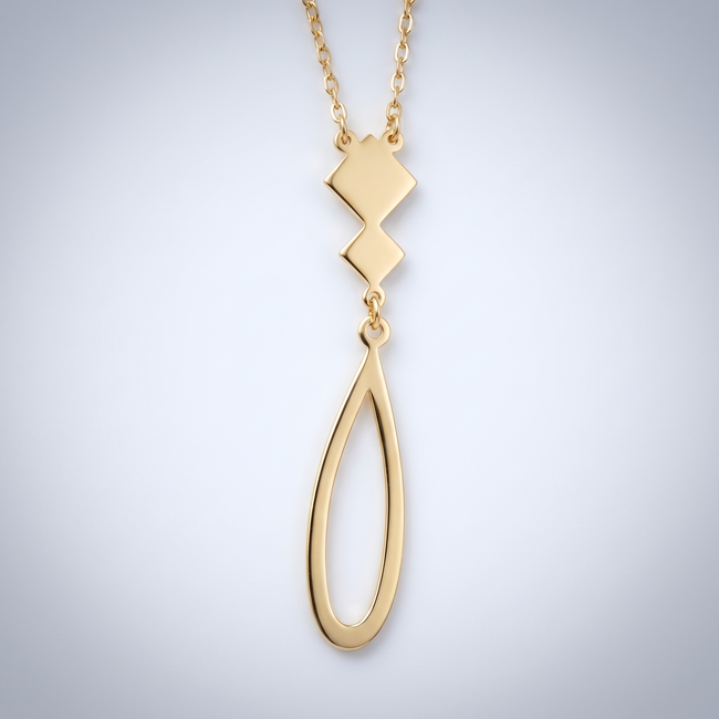 Gouden Collier Open Druppel Hanger 43-45,5cm