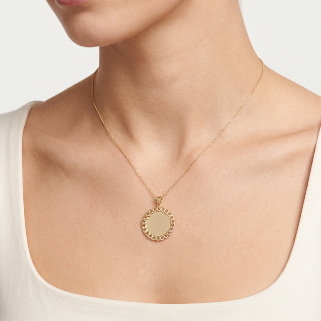 Gouden Collier Graveerbare Hanger Schakelrand