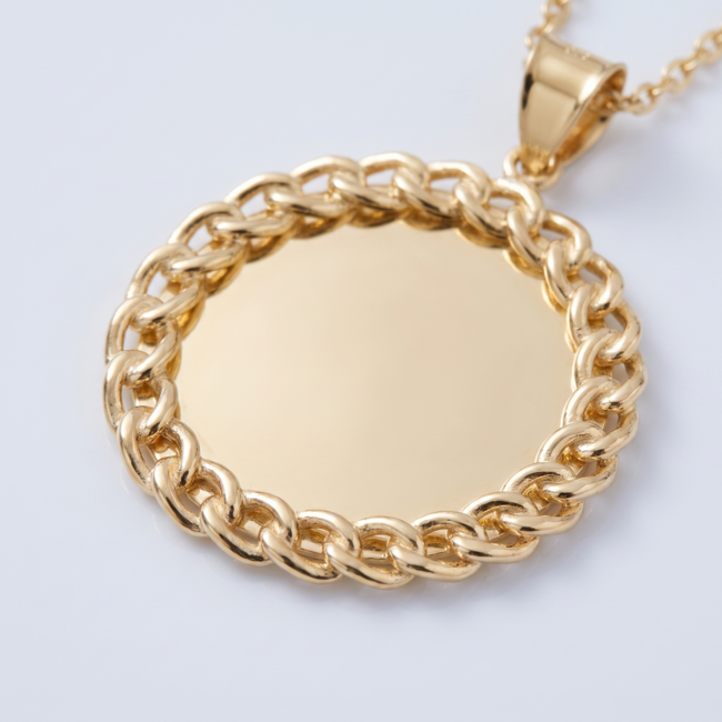Gouden Collier Graveerbare Hanger Schakelrand