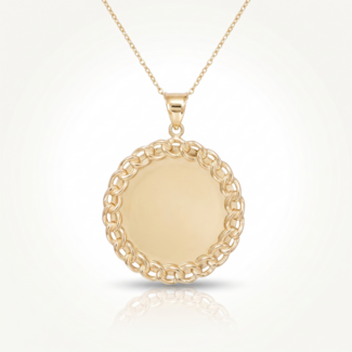 Gouden collier graveerbare hanger schakelrand