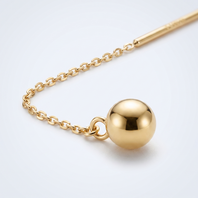 Gouden Oorbellen Draad Bolletje 65mm