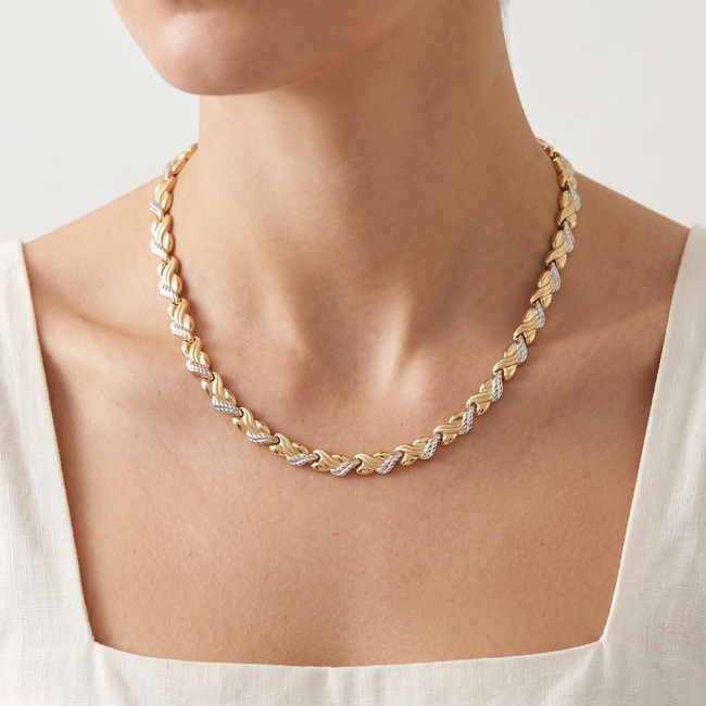Bicolor schakelketting getwist 45 cm