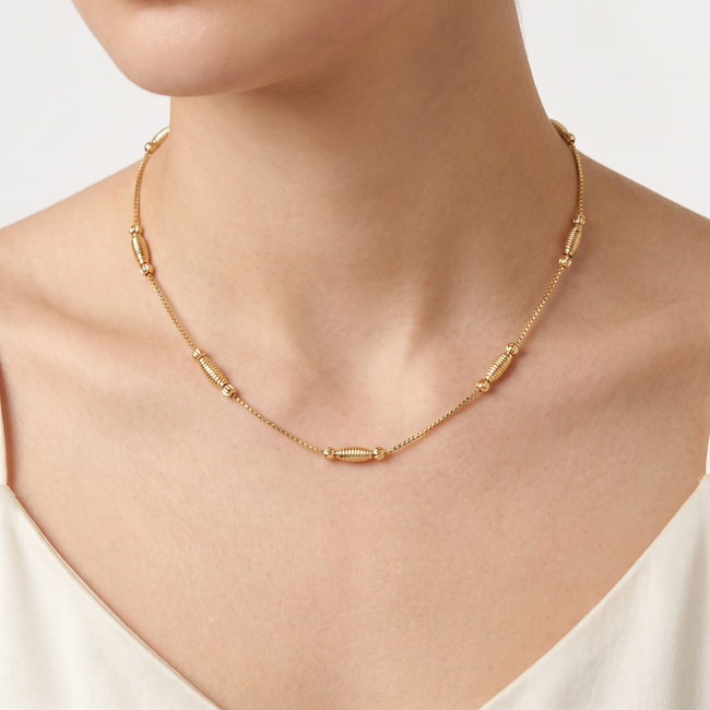 Bolletjesketting goud 43.5-46 cm
