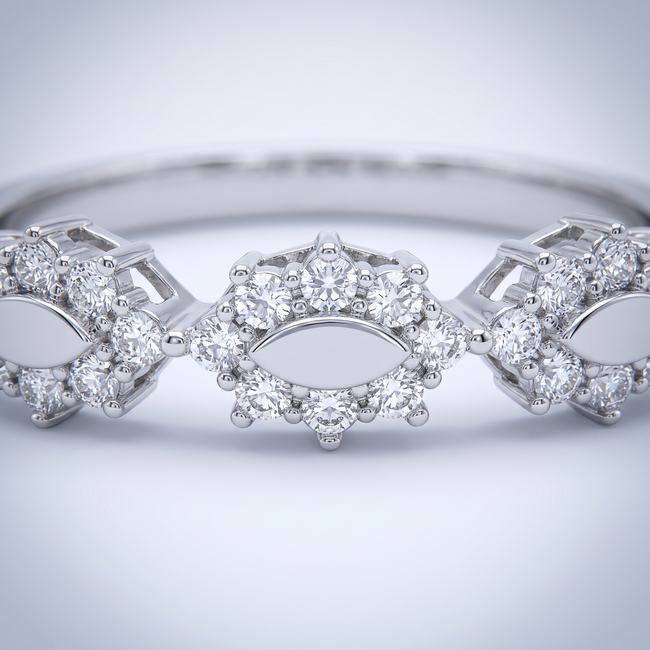 Sieradenset witgoud marquise ketting en ring