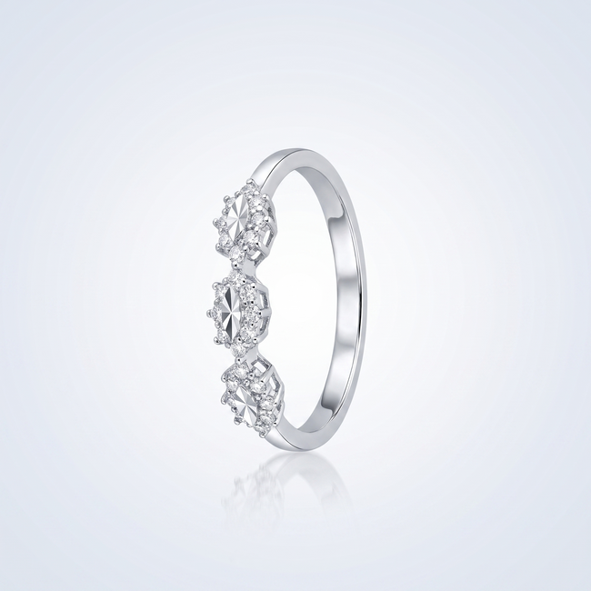 Sieradenset witgoud marquise ketting en ring