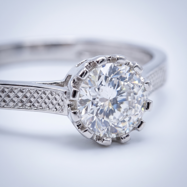 Solitaire ring witgoud zirkonia maat 17.5