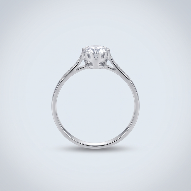 Solitaire ring witgoud zirkonia maat 17.5