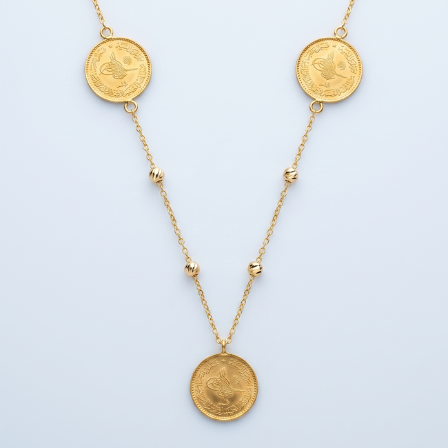 Ceyrek Reşat Munten Collier 5 Munten 73 cm