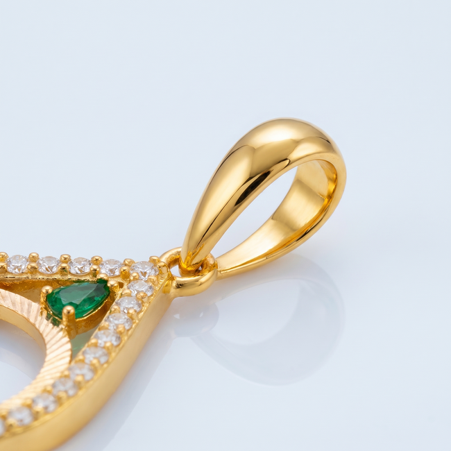 14 Karaat Gouden Hanger Dames Voor Ceyrek Munt Met Zirkonia