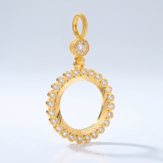 Ronde Gouden Hanger Voor Munt Met Zirkonia