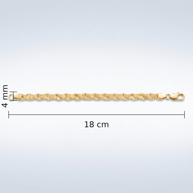 Gouden Gedraaide Armband Dames 18 cm 4mm Breed