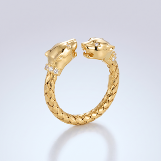 Ring Verguld Zilver Met Panterkop