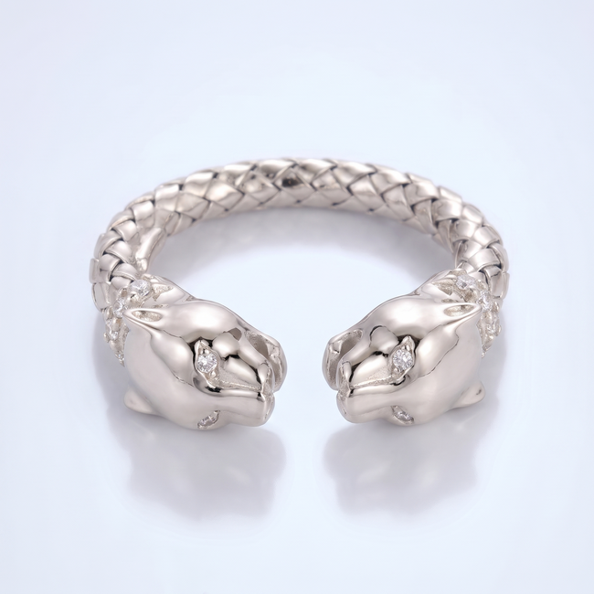 Zilveren Ring Met Panterkop En Zirkonia Open Model