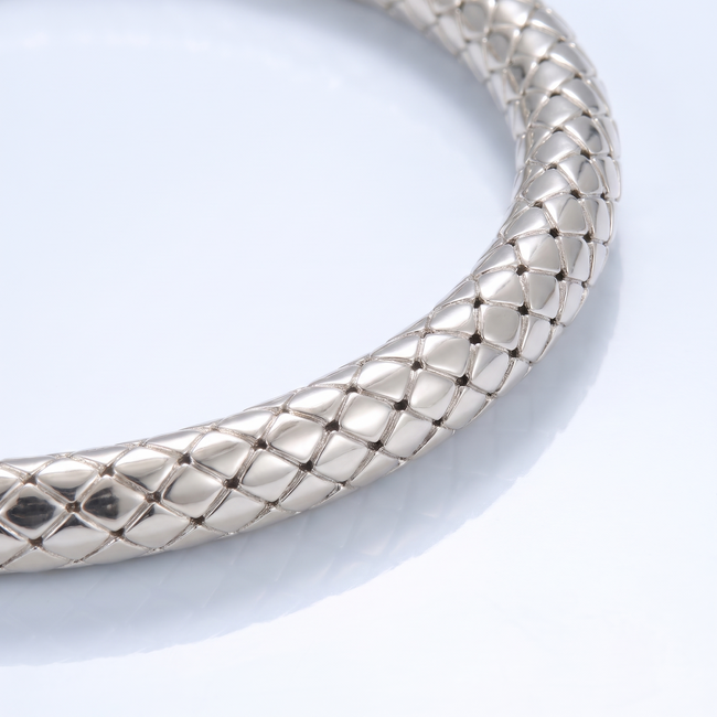 Zilveren Ronde Bangle Armband Met Panterkop Zirkonia
