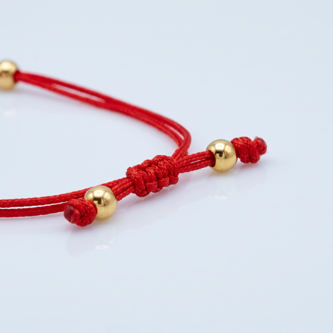 Gouden Levensboom Armband Rood Koord