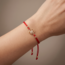 14 Karaat Gouden Bloem Armband Rood Koord