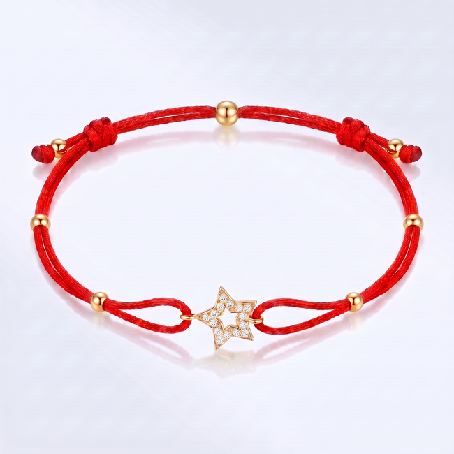 14 Karaat Gouden Ster Armband met Zirkonia Rood