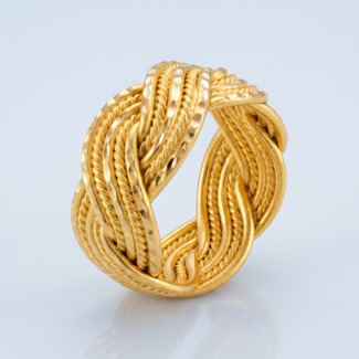 Brede Gouden Gevlochten Ring