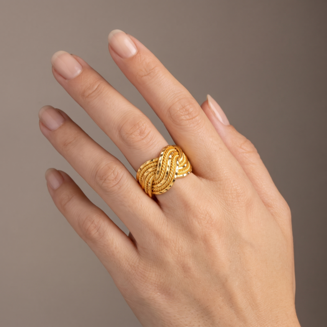 22 Karaat Brede Gouden Gevlochten Ring