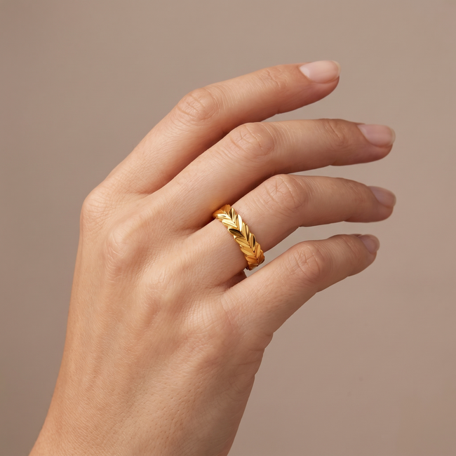 22 Karaat Gouden Başak Ring Gevlochten