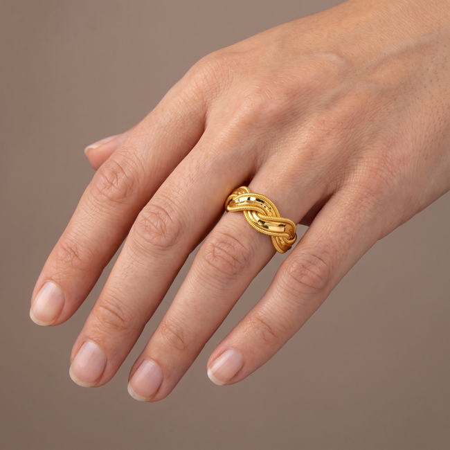 22 Karaat Gouden Ring, Meerstrengen Gevlochten en Gedraaid