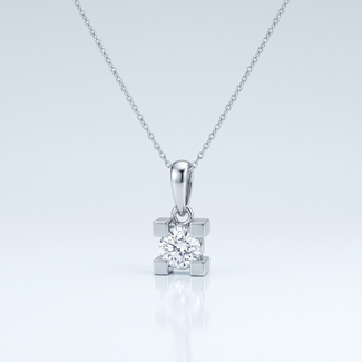 Witgouden solitaire diamantketting