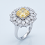 Witgouden Ring, Gele Lab Diamant 7,75 ct met Diamanten Halo
