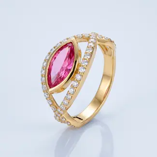Gouden Ring met Roze Lab Diamant Marquise