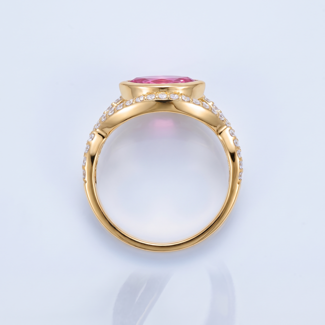 14 Karaat Gouden Ring, Roze Lab Diamant Marquise 1,35 ct
