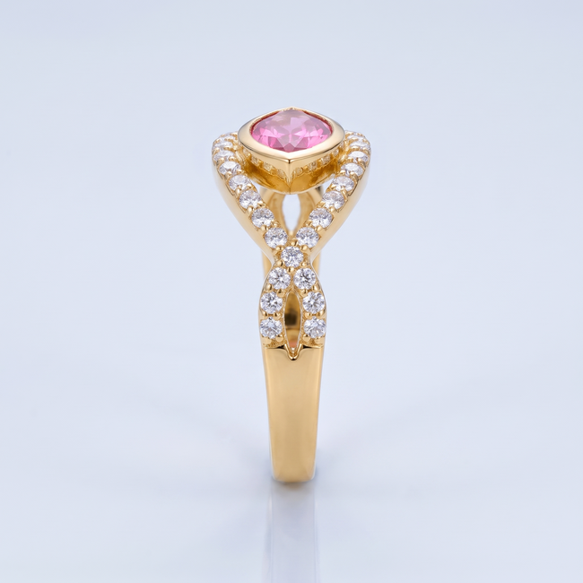 14 Karaat Gouden Ring, Roze Lab Diamant Marquise 1,35 ct