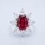 14 Karaat Witgouden Ring, Lab Robijn 5,25 ct met Diamanten Ster