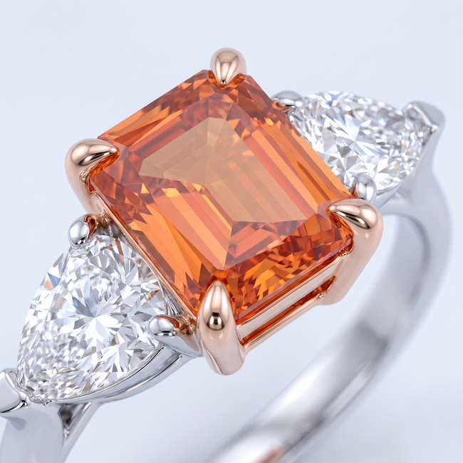 14 Karaat Bicolor Ring, Rode Lab Diamant 2,04 ct met Diamanten