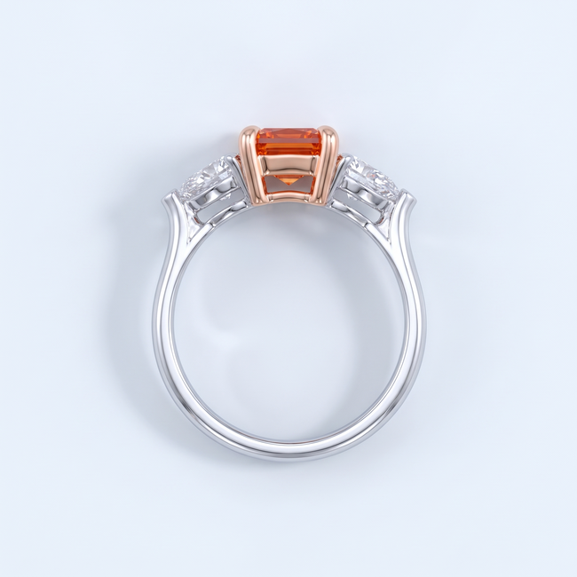 14 Karaat Bicolor Ring, Rode Lab Diamant 2,04 ct met Diamanten