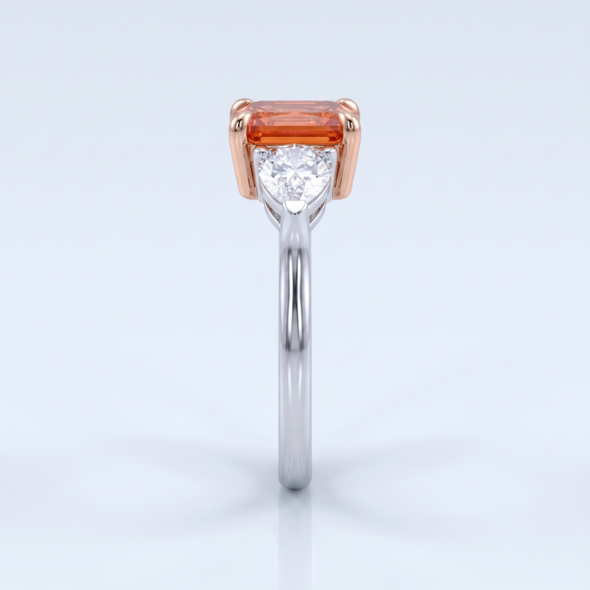 14 Karaat Bicolor Ring, Rode Lab Diamant 2,04 ct met Diamanten