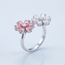 14 Karaat Witgouden Ring, Roze en Witte Lab Diamanten Bloemen