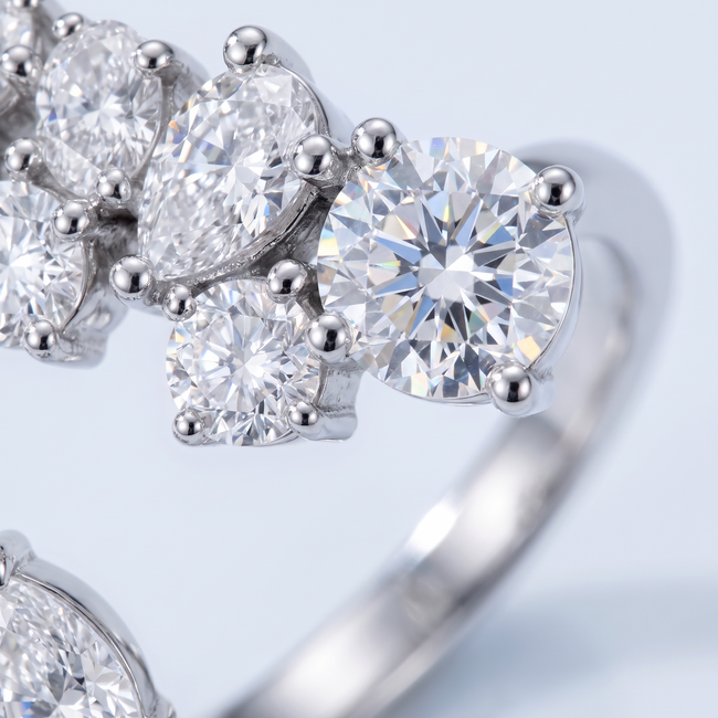 14 Karaat Witgouden Open Ring, Lab Diamanten 2,27 ct