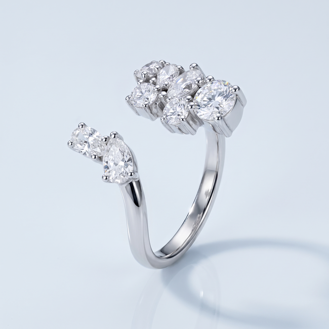 14 Karaat Witgouden Open Ring, Lab Diamanten 2,27 ct