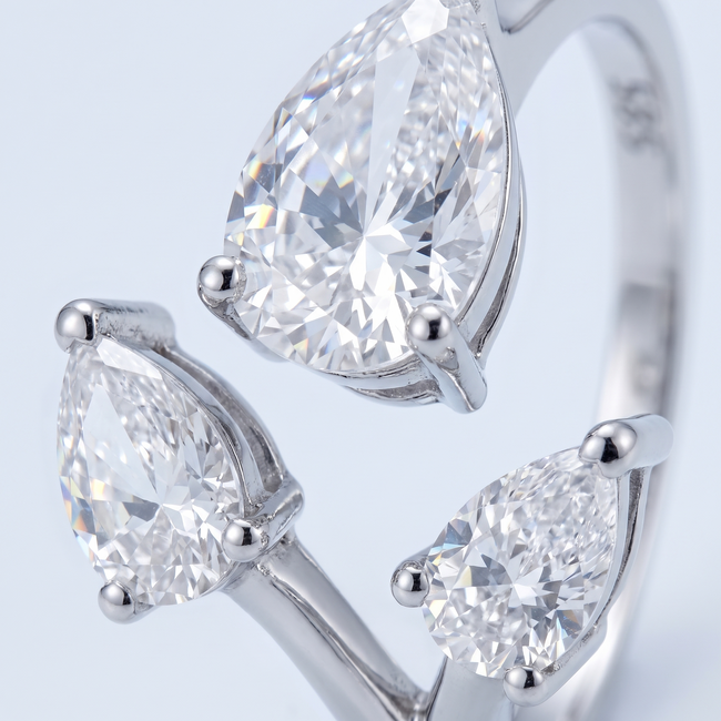 14 Karaat Witgouden Toi et Moi Ring met Lab Diamanten 1,50 ct en 1,03 ct