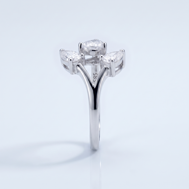14 Karaat Witgouden Toi et Moi Ring met Lab Diamanten 1,50 ct en 1,03 ct