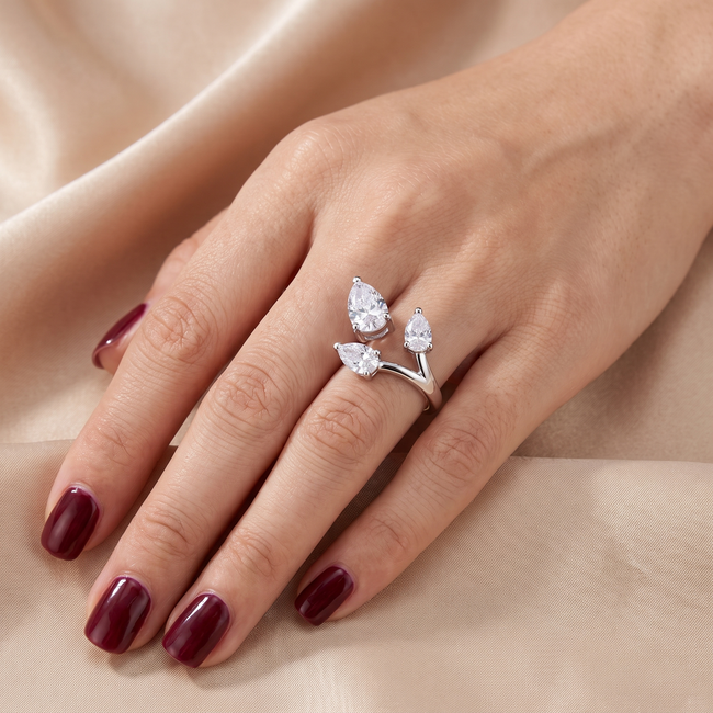 14 Karaat Witgouden Toi et Moi Ring met Lab Diamanten 1,50 ct en 1,03 ct