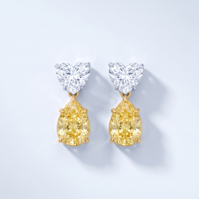 Lab Diamanten Oorbellen met Hart en Peer