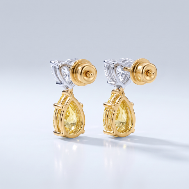 Lab Diamanten Oorbellen met Hart en Peer