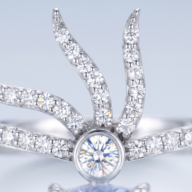 14 Karaat Witgouden Ring met Tanzaniet 1,30 ct en Diamant