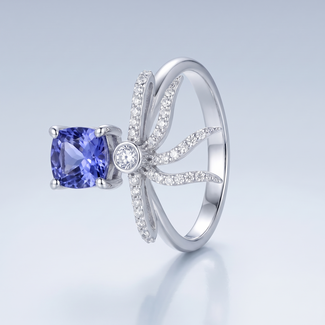 Witgouden Ring met Tanzaniet en Diamant