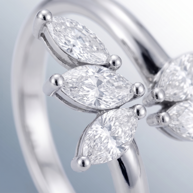 14 Karaat Witgouden Marquise Ring met Lab Diamanten