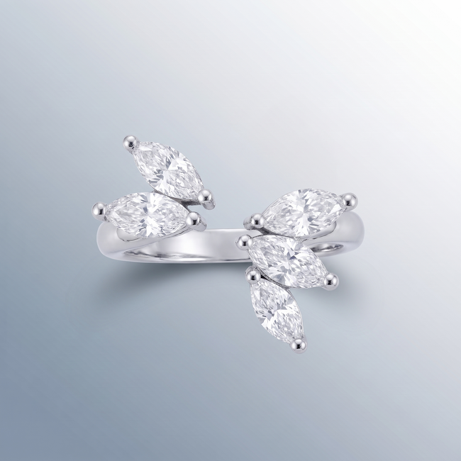 14 Karaat Witgouden Marquise Ring met Lab Diamanten